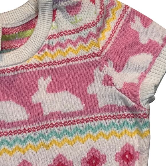 Gymboree Girls 7 Bunny Fairisle Sweater Dress Garden Party Whit Carrots Spring - Picture 1 of 5